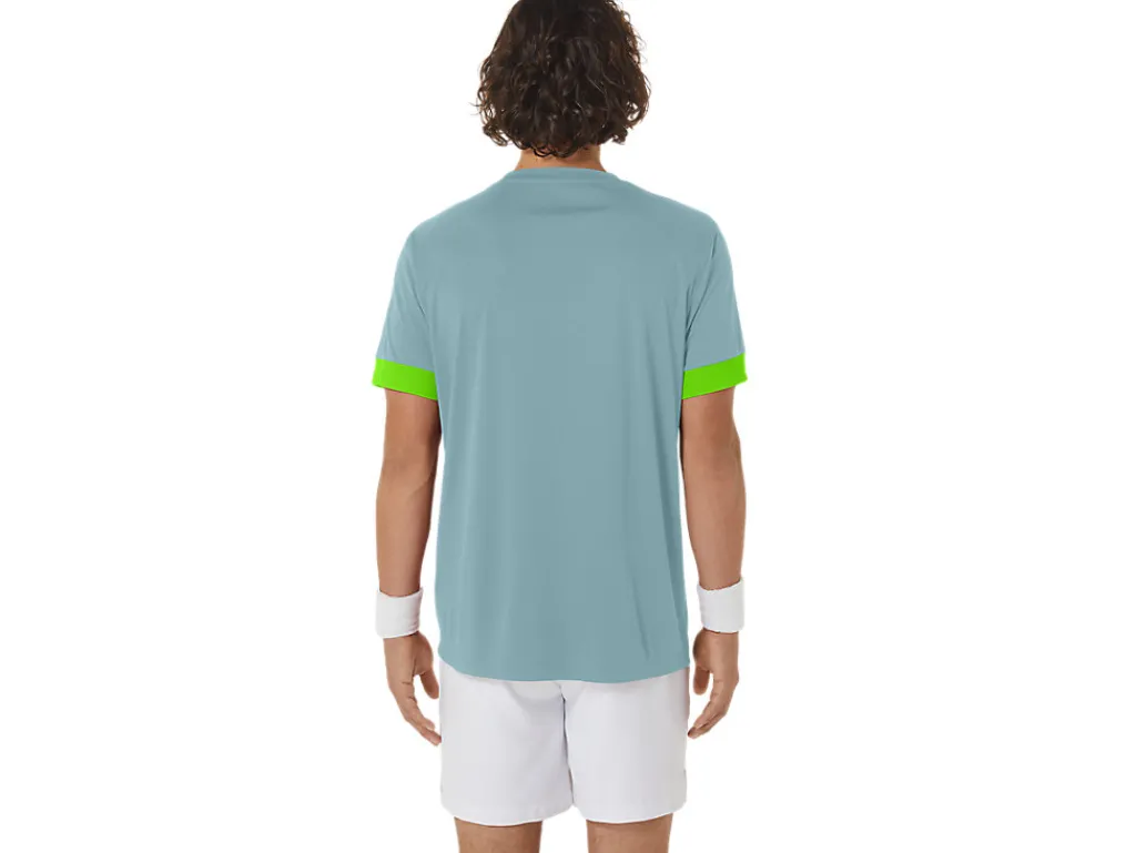 court_ss_top_1-2.webp ASICS Kleding | Tennis>COURT SS TOP Teal Tint/Electric Lime