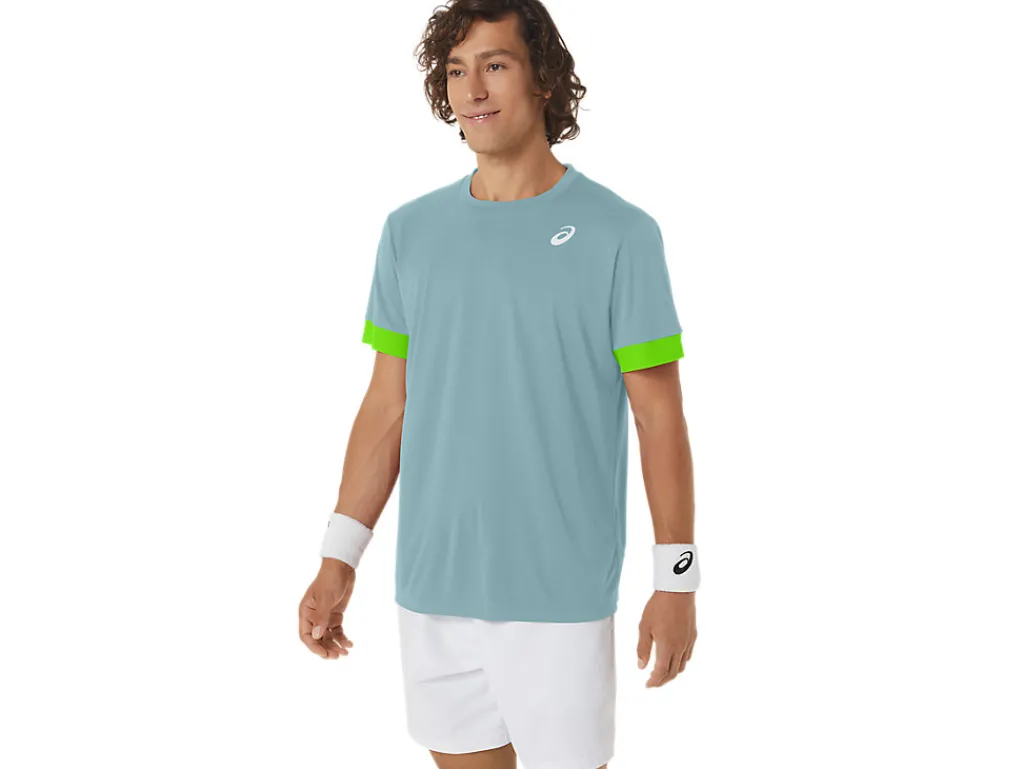 court_ss_top_2-2.webp ASICS Kleding | Tennis>COURT SS TOP Teal Tint/Electric Lime