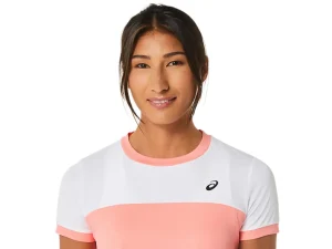 ASICS Kleding | Tennis>COURT SS TOP Guava/Brilliant White