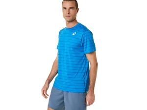 ASICS Kleding | Tennis>COURT STRIPE SS TOP Directoire Blue