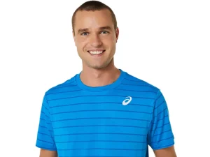 ASICS Kleding | Tennis>COURT STRIPE SS TOP Directoire Blue