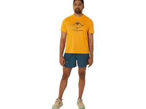 ASICS Kleding | Trail running>FUJITRAIL LOGO SS TOP Fellow Yellow/Lichen Green/Graphite Grey