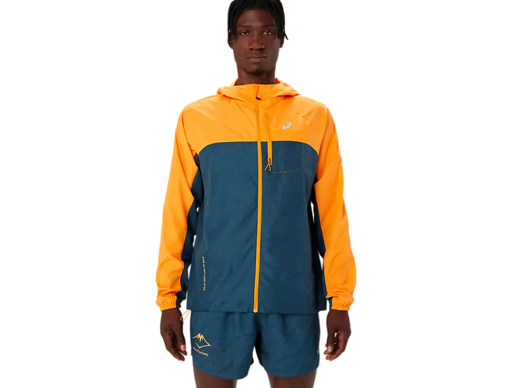 fujitrail_packable_jacket_0.webp ASICS Trail running | Kleding>FUJITRAIL PACKABLE JACKET Fellow Yellow/Magnetic Blue
