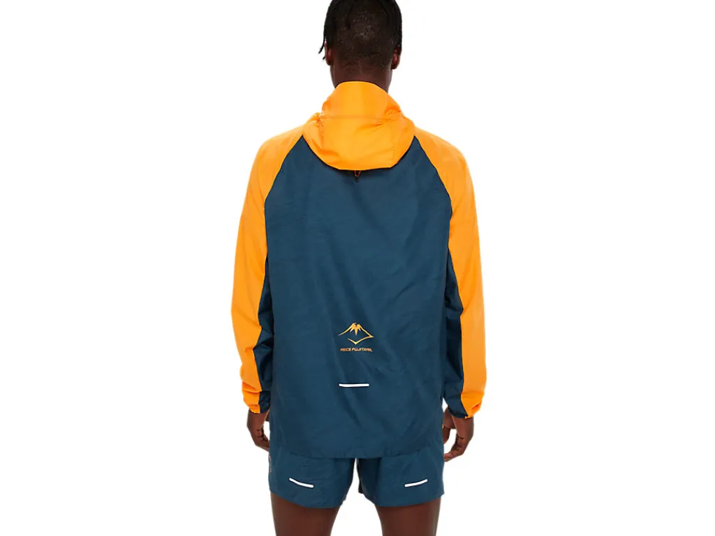 fujitrail_packable_jacket_1.webp ASICS Trail running | Kleding>FUJITRAIL PACKABLE JACKET Fellow Yellow/Magnetic Blue