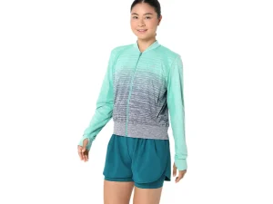 ASICS Kleding | Hardlopen>NAGINO RUN SEAMLESS JACKET Aurora Green/Blue Expanse