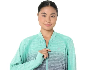 ASICS Kleding | Hardlopen>NAGINO RUN SEAMLESS JACKET Aurora Green/Blue Expanse