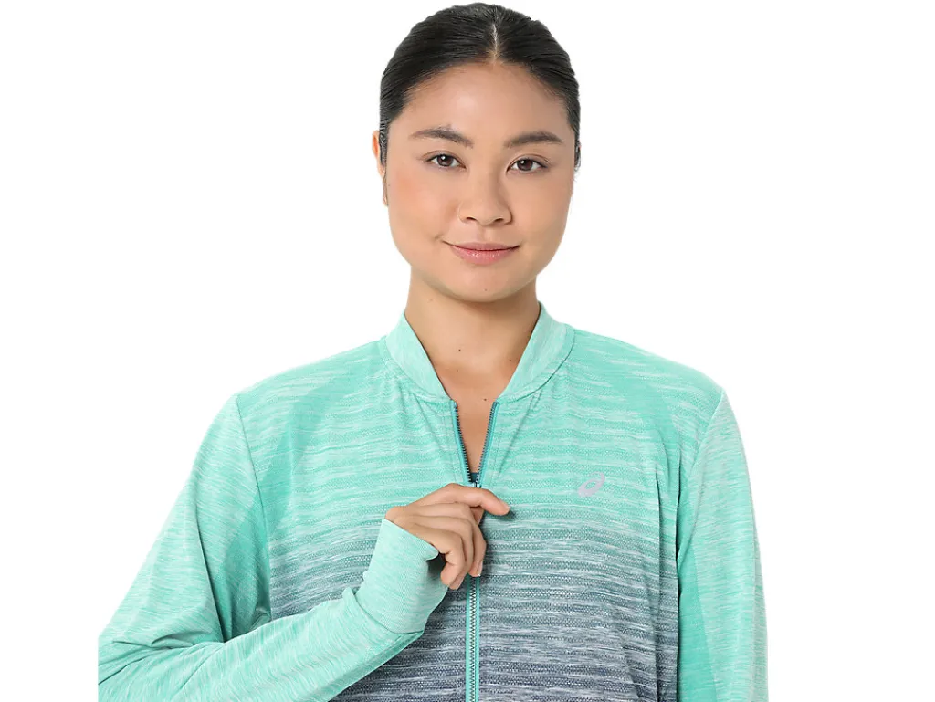 nagino_run_seamless_jacke_3.webp ASICS Kleding | Hardlopen>NAGINO RUN SEAMLESS JACKET Aurora Green/Blue Expanse