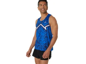 ASICS Kleding | Hardlopen>NATIONS RUN SINGLET Blue