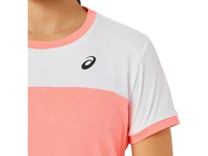 ASICS Kleding | Tennis>TENNIS SS TOP Guava/Brilliant White
